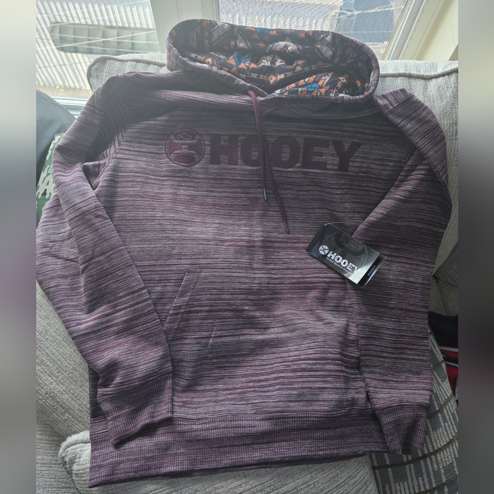 Brand New Large Hooey Men's Burgundy Heather Pullover Hoodie